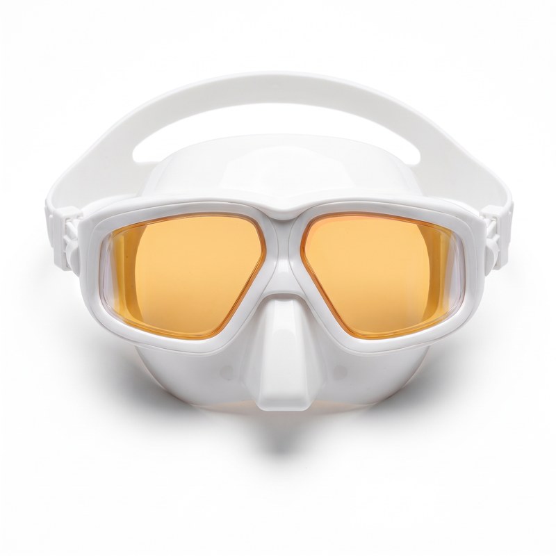 Careta UV blanca con lente ámbar para rugby subacuático